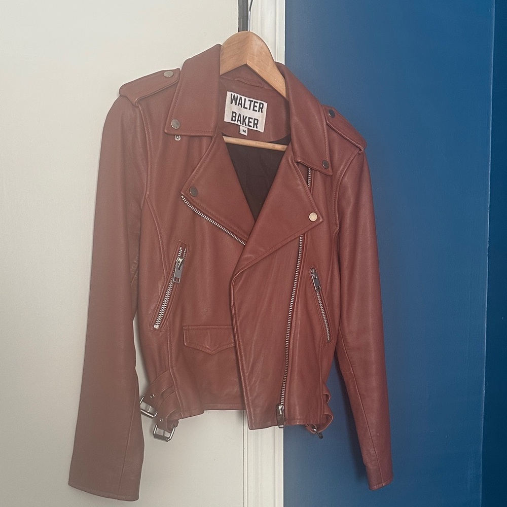 Walter Baker Women's Tan Leather Biker Jacket